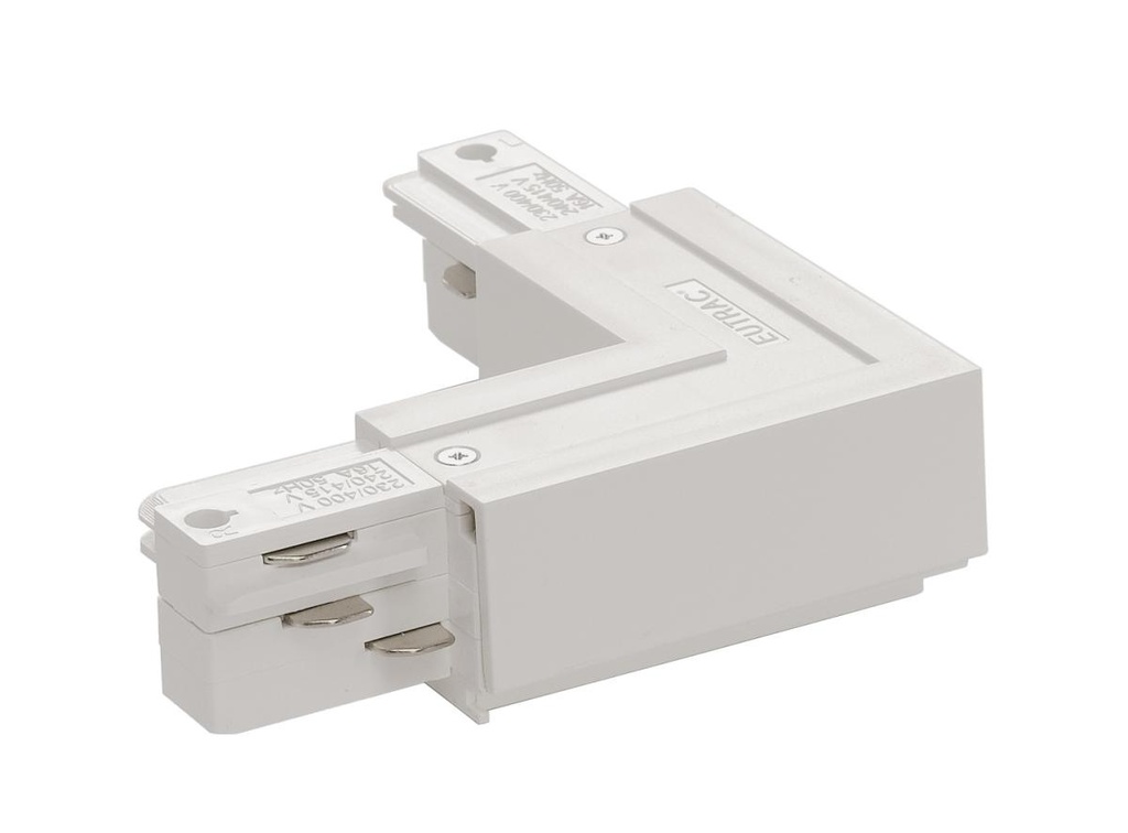 EUTRAC L-aansluiting met voedingsmogelijkheid, aarde buiten, verkeerswit