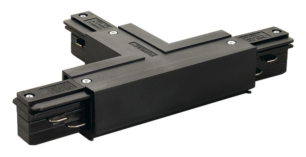 [SLV-145630] EUTRAC T-aansluiting met voedingsmogelijkheid, aarde binnen, links, zwart