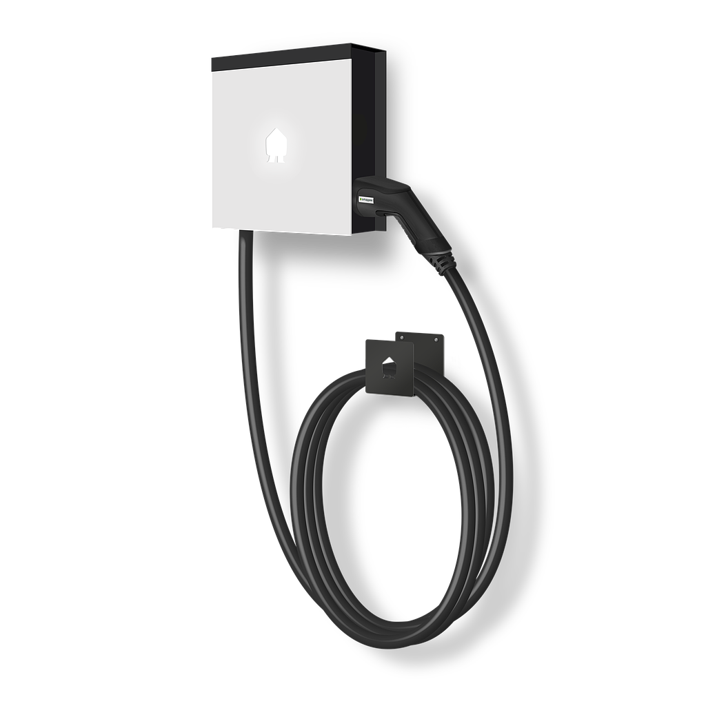 EV Wall Business 3-Phase 22 kW Type 2 cable 8m Right White with cable holder
