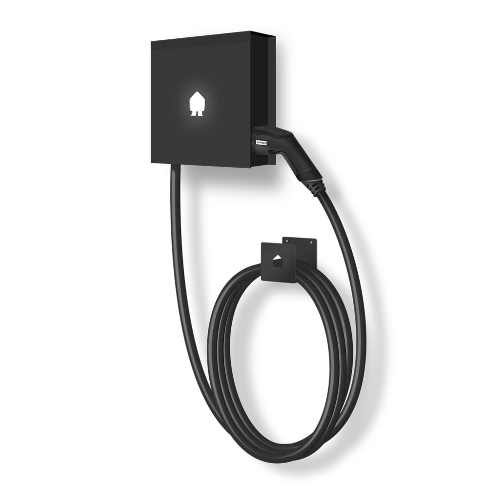 EV Wall Business Black 3-Phase 22 kW Type 2 cable 8m Right with cable holder