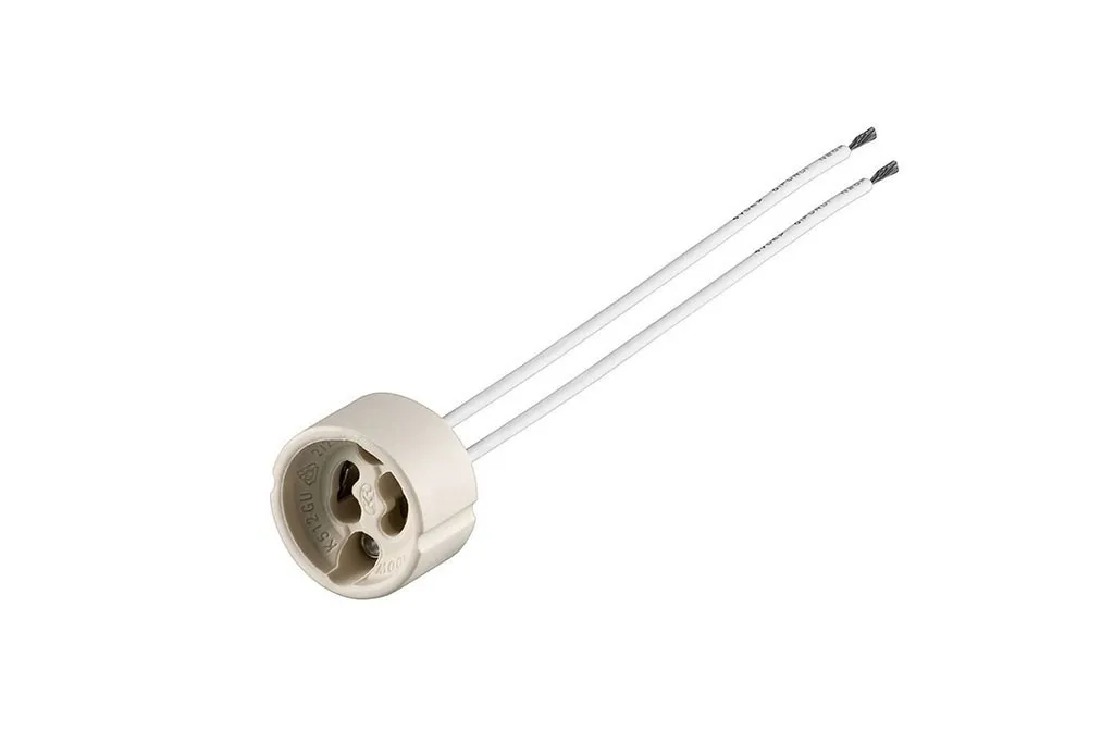 [HUP-226TF-FEP] GU10 Lamphouder met draad (20cm) – Keramiek – Wit