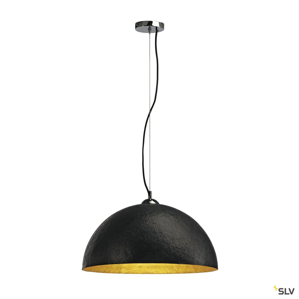 [SLV-155530] FORCHINI PD-1, pendelarmatuur, A60, rond, mat zwart/goud, Ø 50 cm, max. 40W