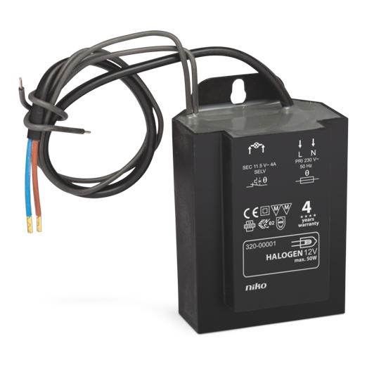 [NIK-320-00001] GEWIKKELDE 35W-TRANSFORMATOR MET DRAADAANSLUITINGEN
