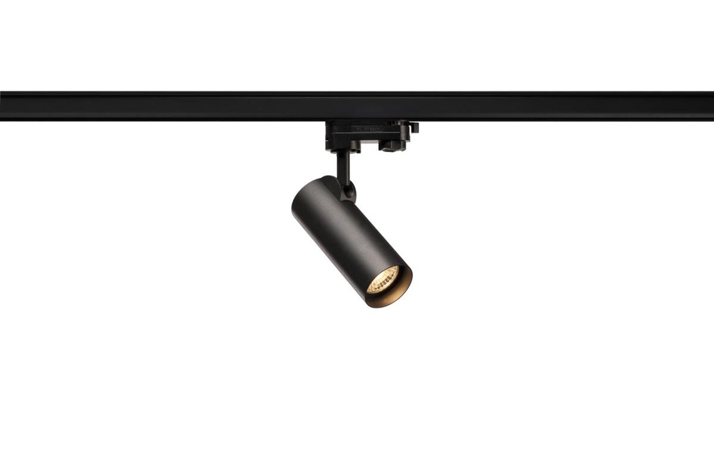 HELIA 50, spot voor 3-fase 230V stroomrail, LED, 3000K, zwart, 35°, incl. 3-fase adapter