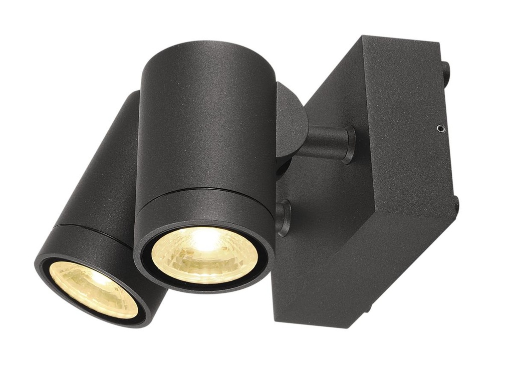 HELIA, outdoor wandarmatuur, tweevlammig, LED, 3000K, IP55, antraciet, richtbaar, 2x 8W