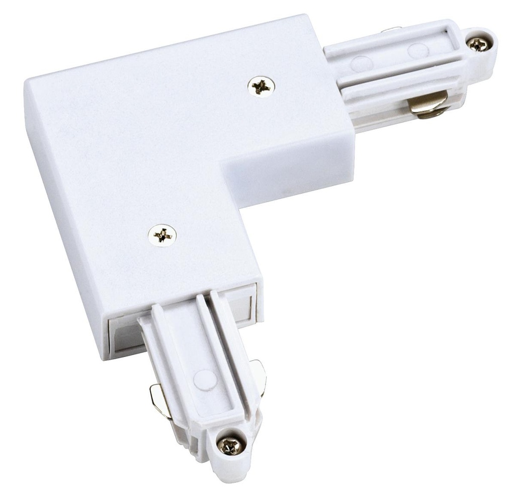 HOEKVERBINDER, voor 1-fase opbouwrail, wit, aarde binnen