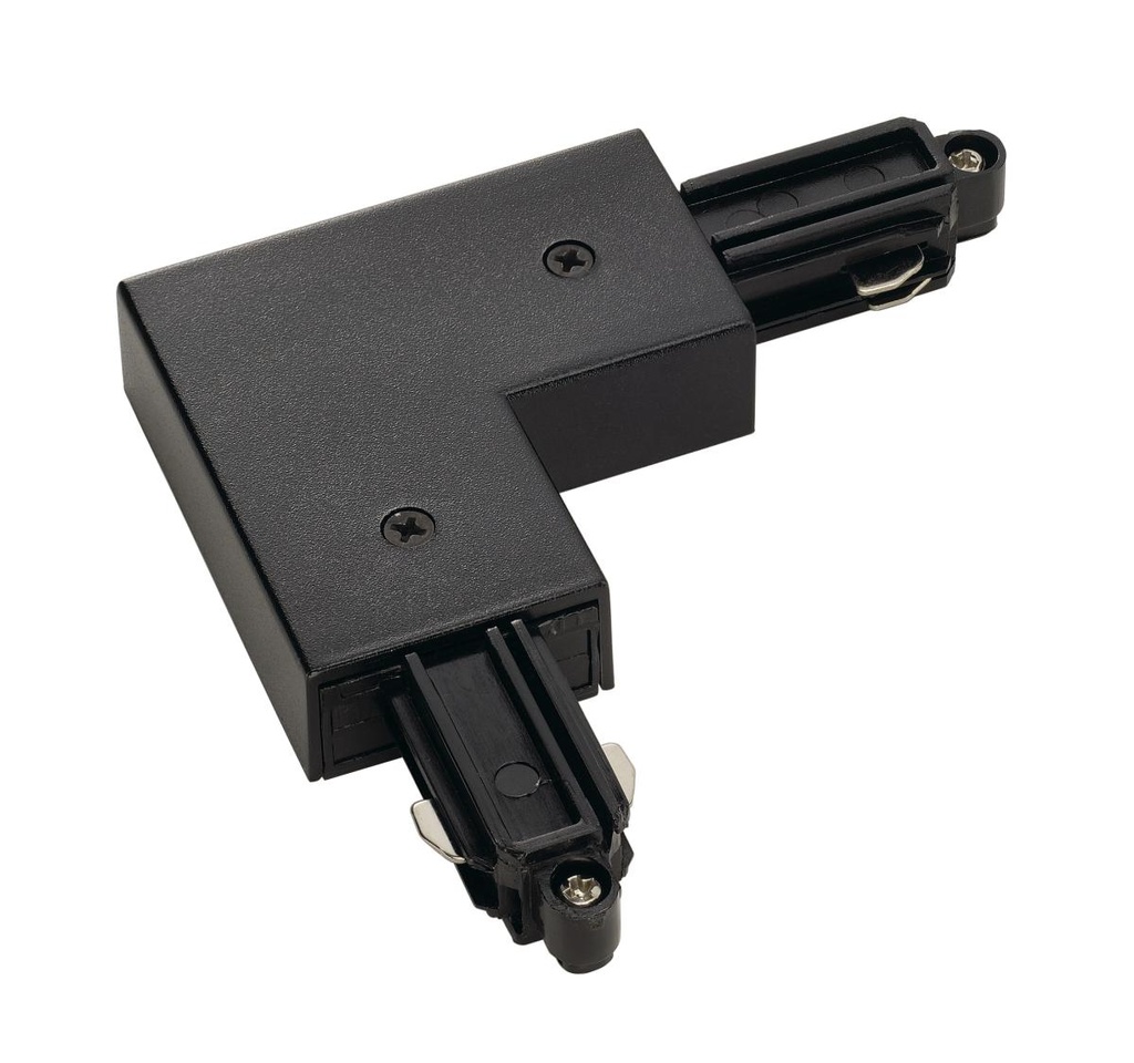 HOEKVERBINDER, voor 1-fase opbouwrail, zwart, aarde binnen