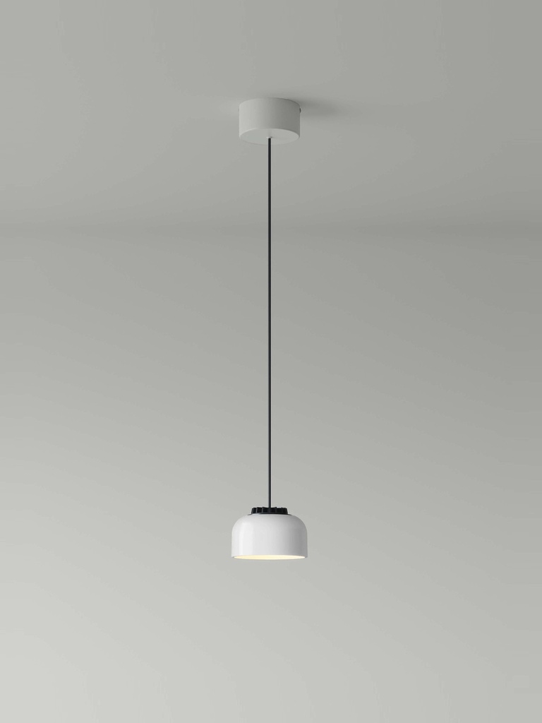 HeadHat Bowl: Lampshade: White ceramic. Circular metal canopy: White surface (not dimmable). LED cap