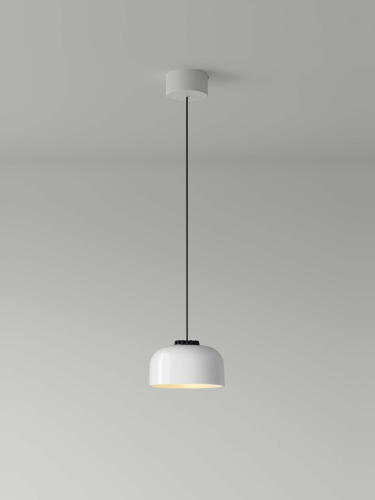 HeadHat Bowl: Lampshade: White ceramic. Circular metal canopy: White surface (not dimmable). LED cap