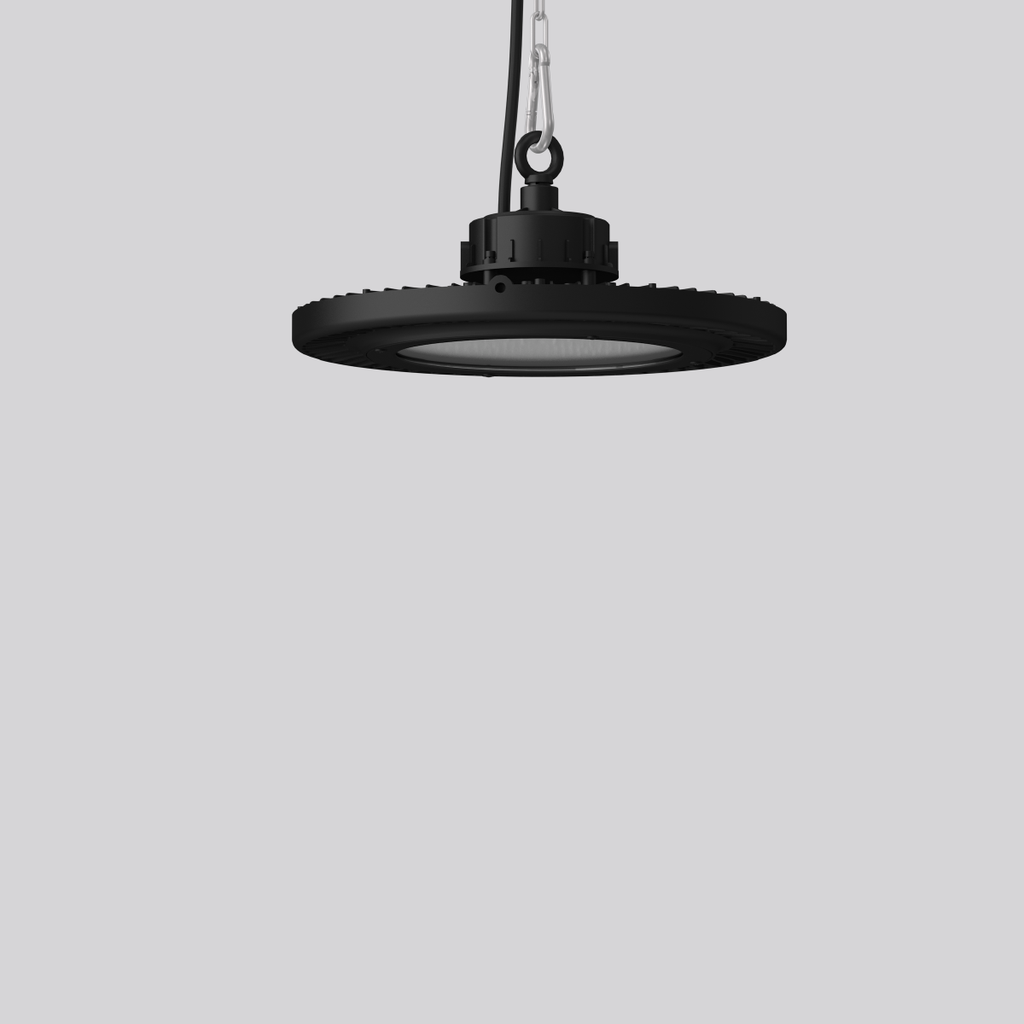 [RZB-921707.003] INDUSTRIAL HALL, 220 W, 35000 lm, 840, zwart, on/off Klokarmaturen, D 405 H 178, 111°
