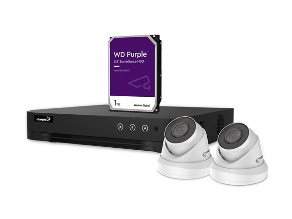 [VEL-CCTVPROM20W] IP-VIDEOBEWAKINGSSET - 4-KANAALS NVR-RECORDER - 2 x WITTE IP DOME-CAMERA - 1 TB HD - KABELS