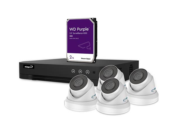 [VEL-CCTVPROM21W] IP-VIDEOBEWAKINGSSET - 4-KANAALS NVR-RECORDER - 4 x WITTE IP DOME-CAMERA - 2 TB HD - KABELS