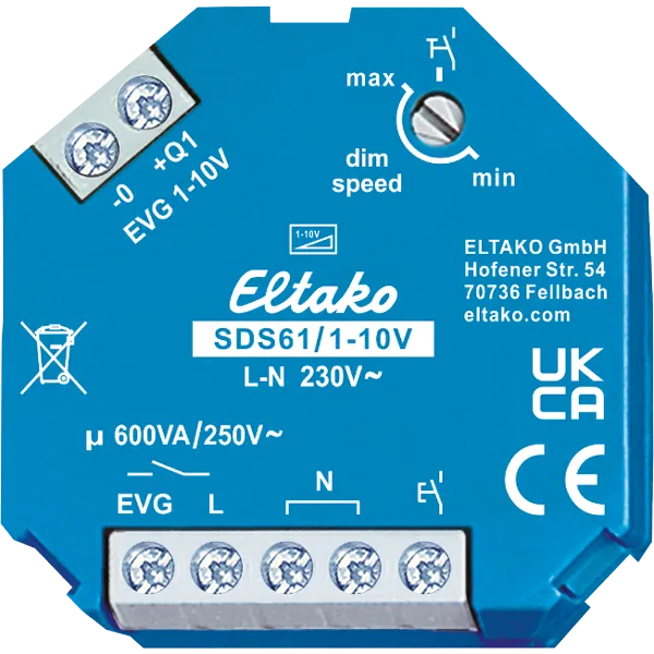 [ELT-SDS61/1-10V] Inbouwstuurdimmer 1..10V voorEVG 1NO 600VA