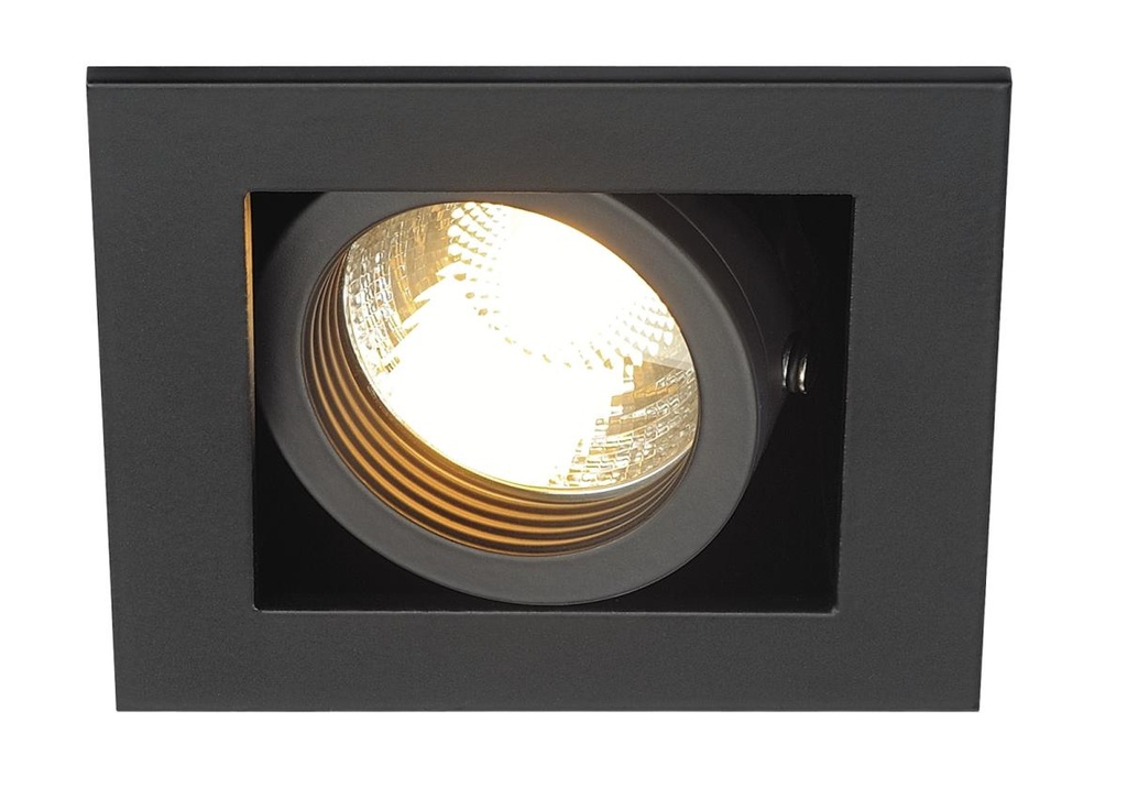KADUX 1, inbouwarmatuur, eenvlammig, QPAR51, hoekig, mat zwart, max. 50W, incl. clipveren