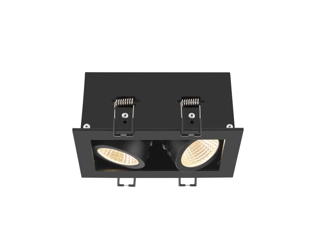 KADUX, plafondinbouwarmatuur, double, 3000K, 38°, IP 20, vierkant, zwart