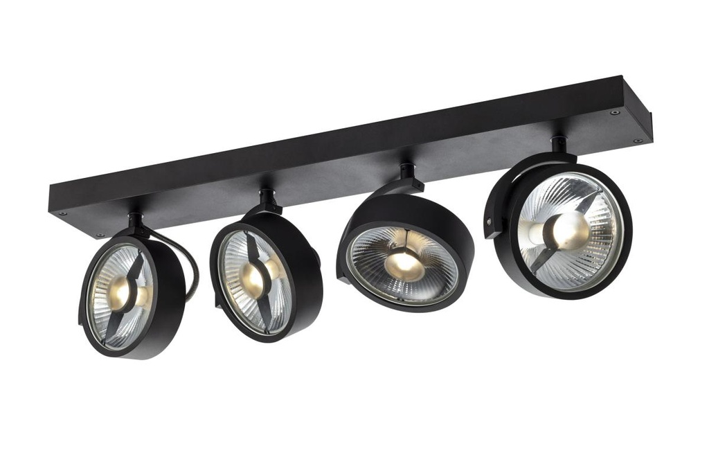 KALU CW, indoor wand- en plafondarmatuur, quad, QPAR111, zwart, 4x 75W