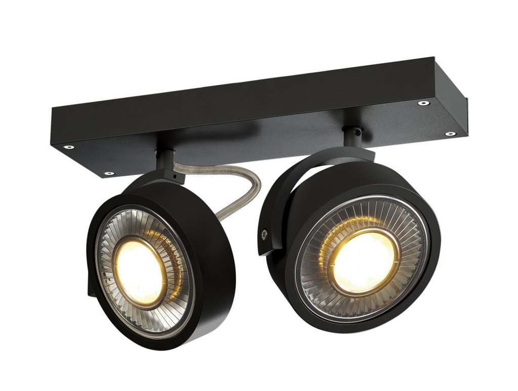 KALU, wand- en plafondarmatuur, QPAR111, tweevlammig, zwart, max. 75W
