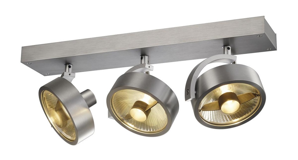KALU, wand- en plafondarmatuur, drievlammig, QPAR111, rond, aluminium geborsteld, max. 225W