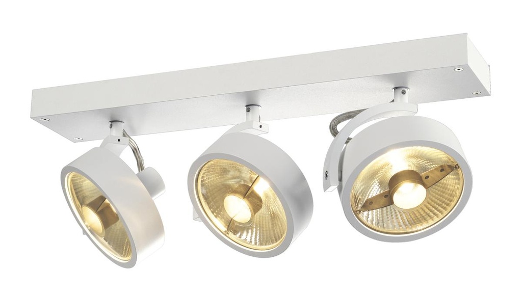 KALU, wand- en plafondarmatuur, drievlammig, QPAR111, rond, matwit, max. 225 W
