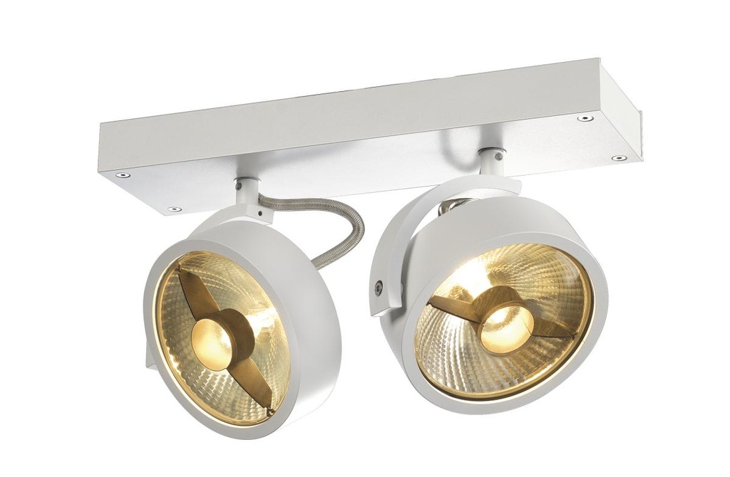 KALU, wand- en plafondarmatuur, tweevlammig, QPAR111, rond, matwit, max. 150 W