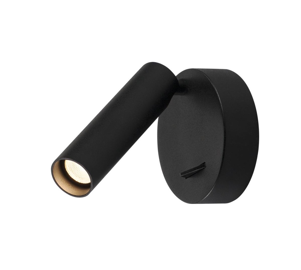 KARPO, wand- en plafondarmatuur, eenvlammig, LED, 3000K, rond, zwart, met schakelaar, 7,5W