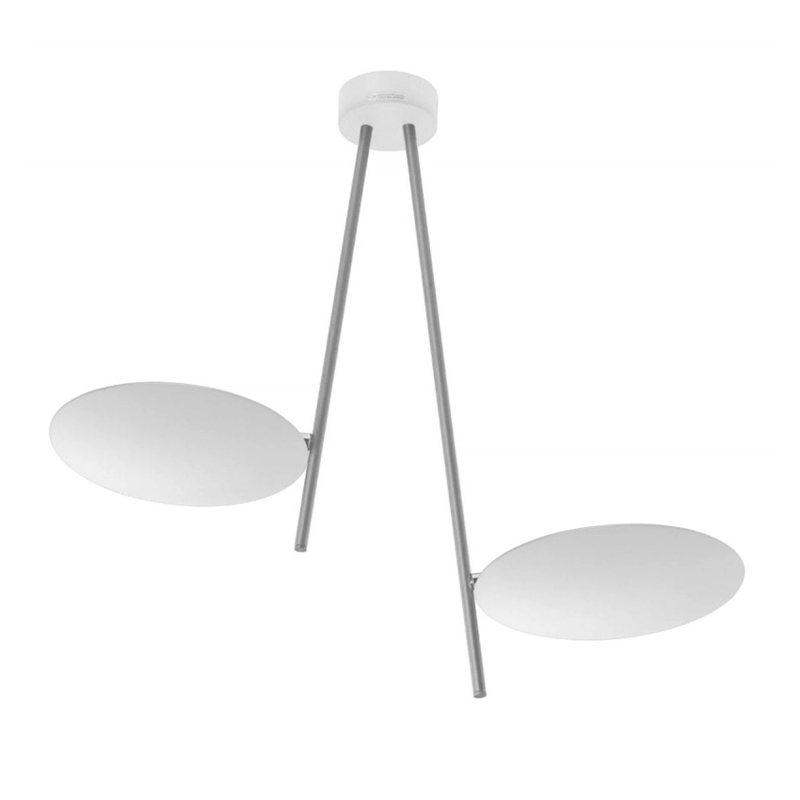 LEDERAM C2 / ceiling lamp / white discs / satin rods / white base / 2x15W LED board