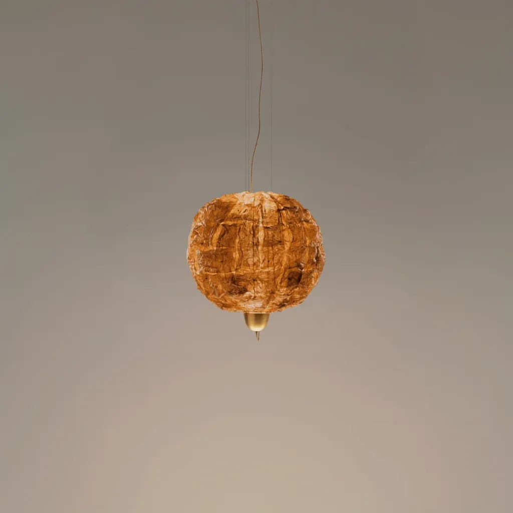 Liceo: : Satin brass structure. Bronze net lampshade.