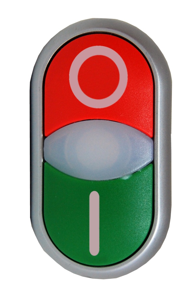 [SCH-MM216700] M22 Drukknop dubbel groen-rood verlicht "1/0"