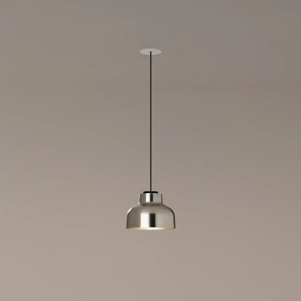[SNC-M64PA29] M64: Lampshade: Polished aluminium. Circular metal canopy: White built-in (not dimmable). LED capsul