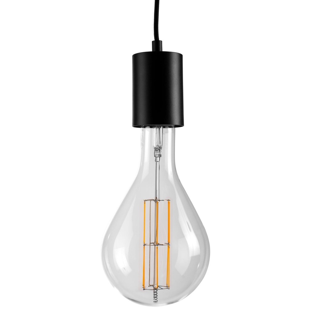 [PSM-5003A.4.E40.2M.TX2] MAESTRO hanglamp - E40 socket - met 4m textielkabel en trekontlasting aan fitting zwart textuur / bl