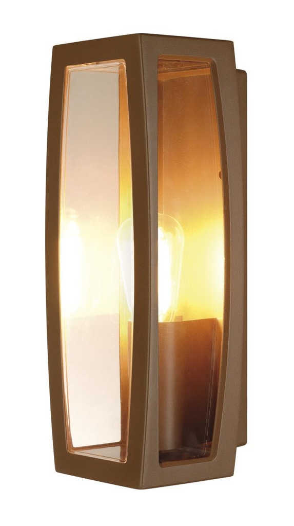 MERIDIAN BOX 2, outdoor wandarmatuur, TC-(D,H,T,Q)SE, roest, max. 25W, heldere kunststof