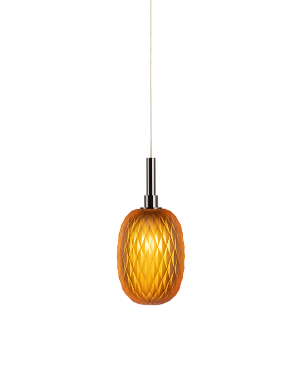 METAMORPHOSIS single pendant small with canopy, amber glass, anthracite fitting, non-dimmable dimmin