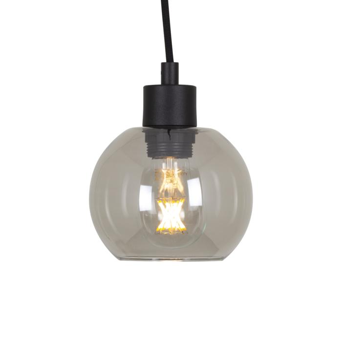 [PSM-5083.A.E27.SH.SG.TX2.2M] MOBY SH hanglamp - met 2m textielkabel en trekontlasting aan fitting smokey grey / black / zwart tex