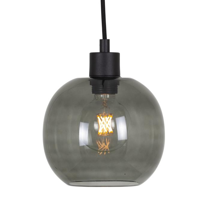 [PSM-5069.B.E27.SH.SG.TX2.2M] MOBY SH hanglamp - met 2m textielkabel en trekontlasting aan fitting smokey grey / black / zwart tex