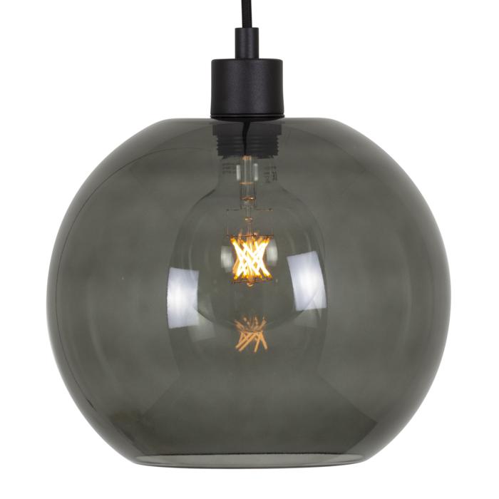 [PSM-5068.C.E27.SH.SG.TX2.2M] MOBY SH hanglamp - met 2m textielkabel en trekontlasting aan fitting smokey grey / black / zwart tex