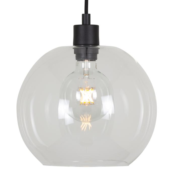 [PSM-5063.C.E27.SH.TR.TX2.2M] MOBY SH hanglamp - met 2m textielkabel en trekontlasting aan fitting transparent / black / zwart tex