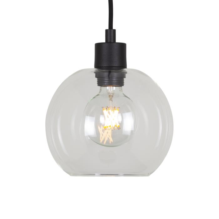 [PSM-5064.B.E27.SH.TR.TX2.2M] MOBY SH hanglamp - met 2m textielkabel en trekontlasting aan fitting transparent / black / zwart tex
