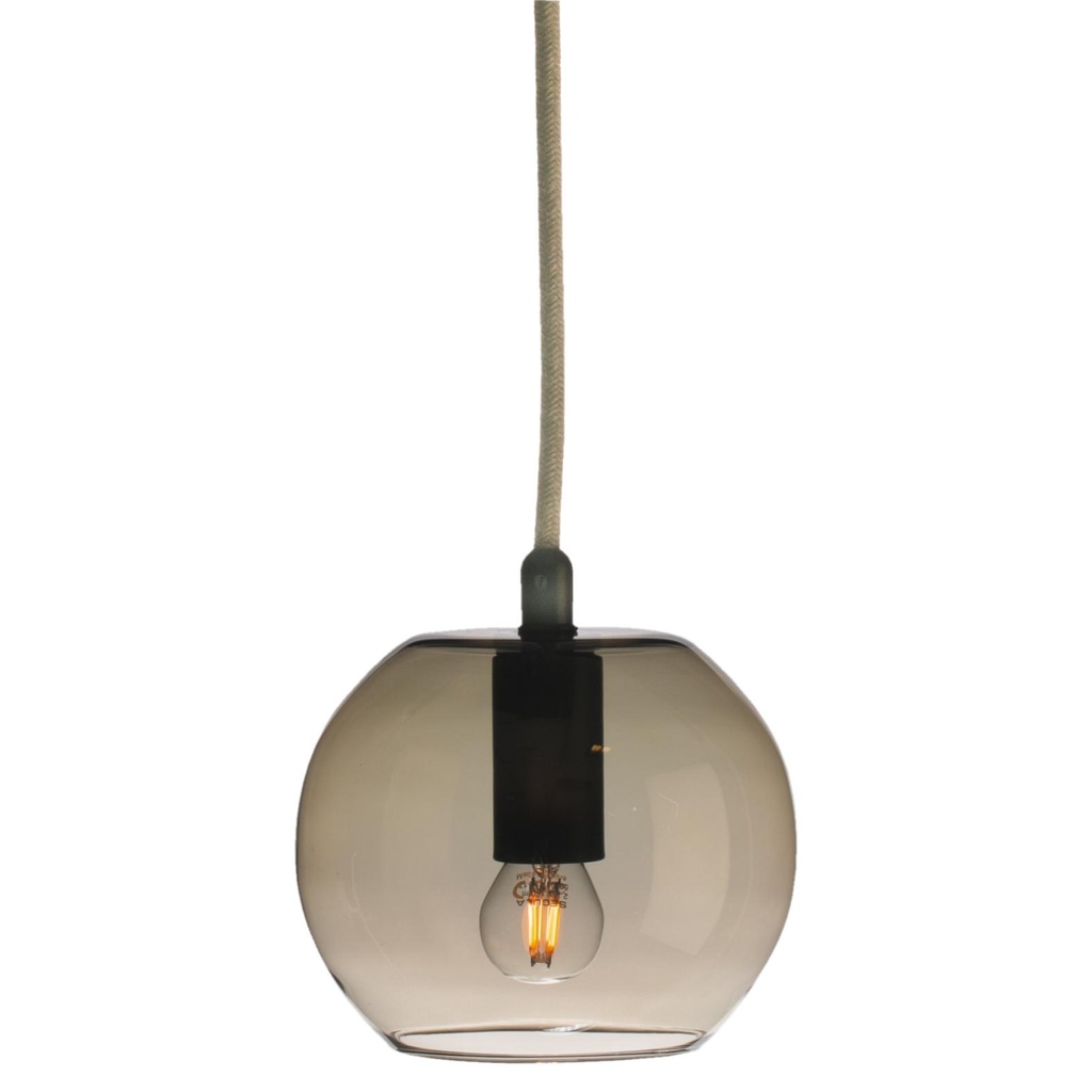 [PSM-5095.A.E27.BZ.TX2.2M] MOBY hanglamp - met 2m textielkabel en trekontlasting aan fitting bronze / black / zwart textuur
