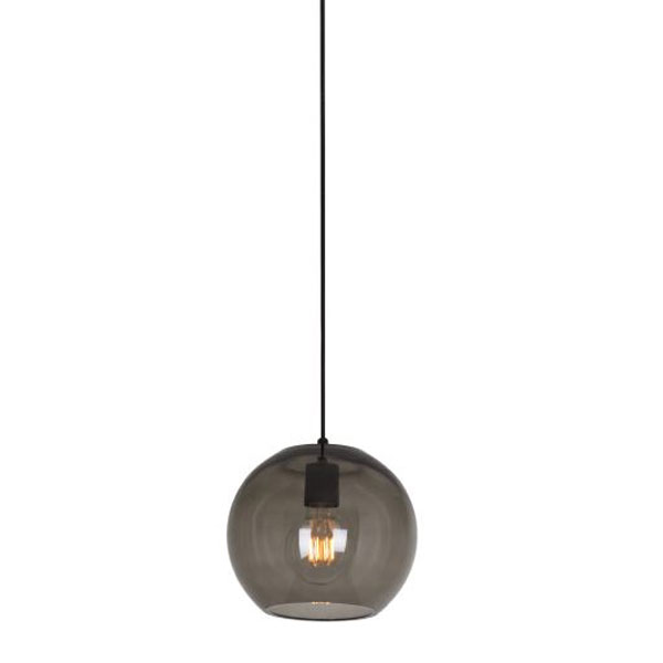 [PSM-5091.SG.TX2] MOBY hanglamp - met 2m textielkabel en trekontlasting aan fitting met lange huls smokey grey / black