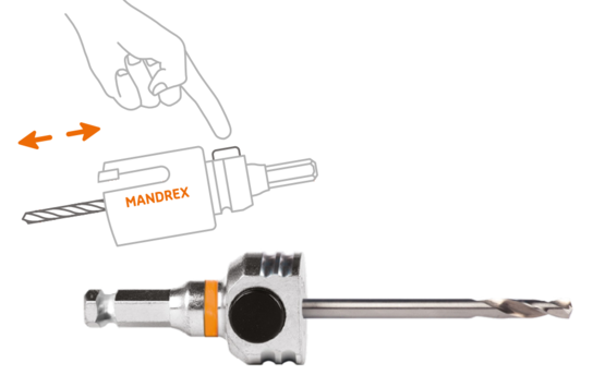 MXqs "ONE CLICK" arbor - Hex 11 - 7/16"PB - incl. HSS pilot drill