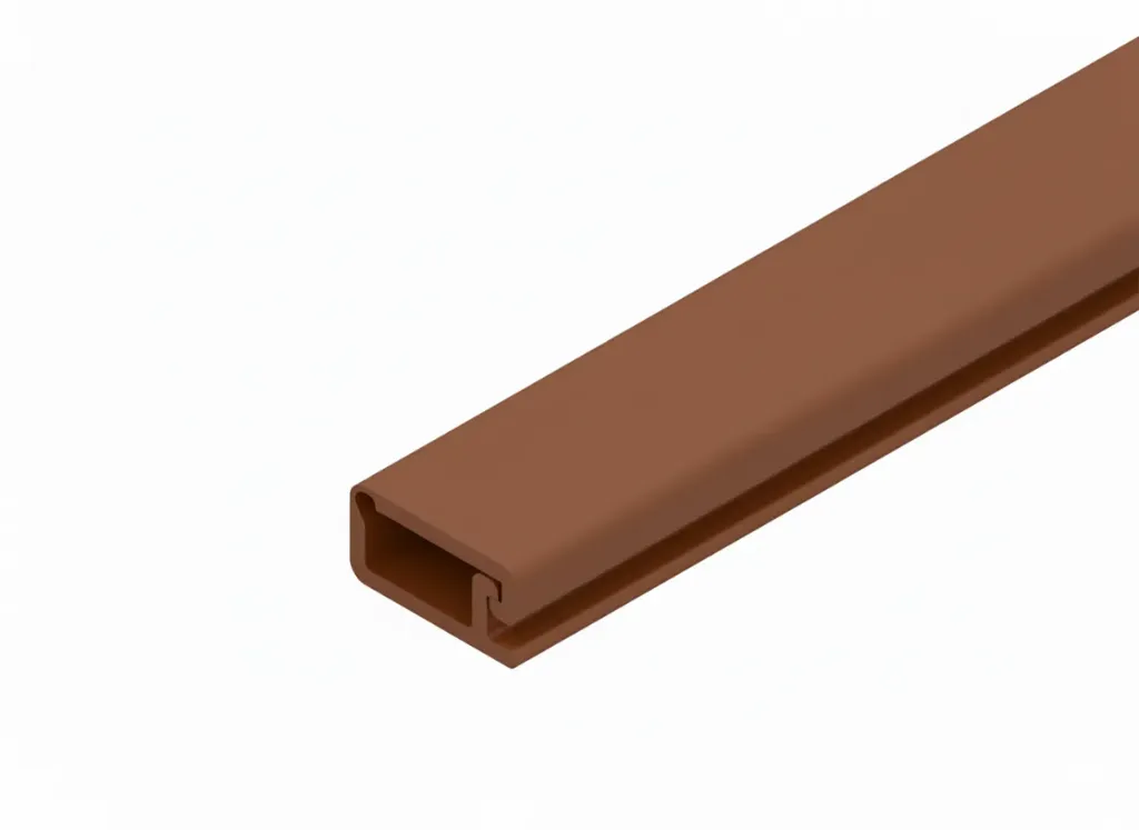 Minikanaal met dubbelzijdige kleefband, + deksel. RAL 8014. 12,5x13mm, L=2m