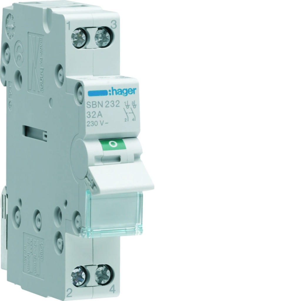 Modulaire schakelaar 2 polig 32A
