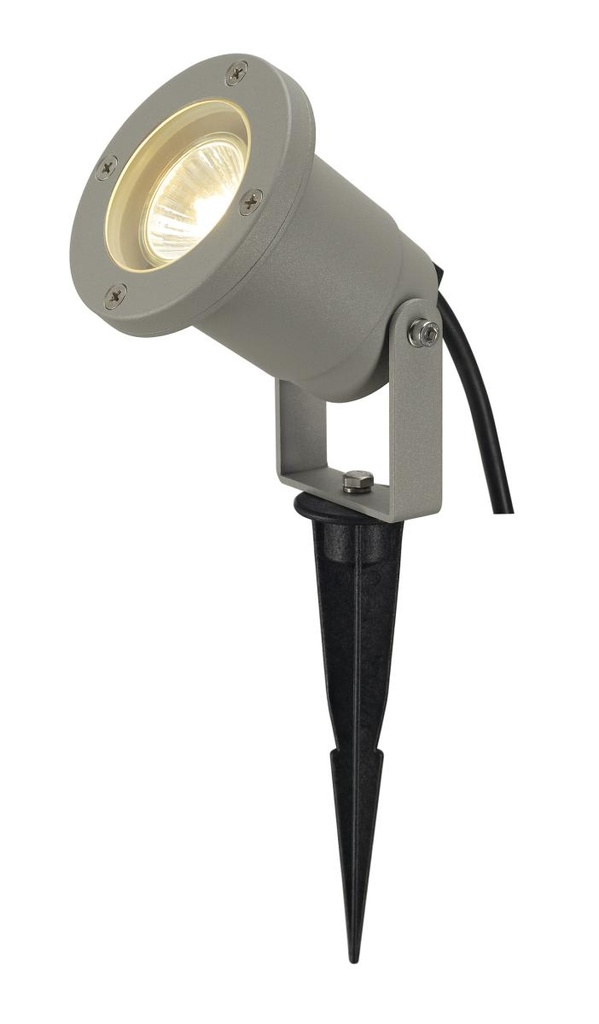 NAUTILUS SPIKE, outdoor grondpinarmatuur, QPAR51, IP65, zilvergrijs, max. 35W, incl. kabel van 1,5 m