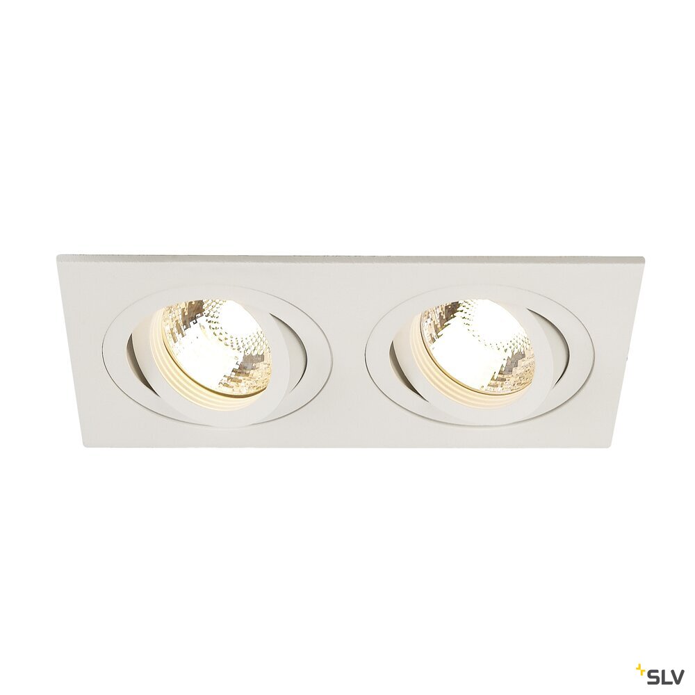 NEW TRIA 2, inbouwarmatuur, tweevlammig, QPAR51, rechthoekig, wit, max. 100W, incl. clipveren