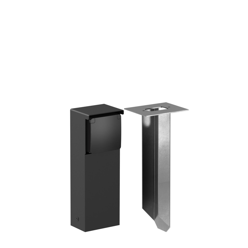 NIKE Connecterende zuil - met 1 zwart stopcontact NIKO zwart textuur