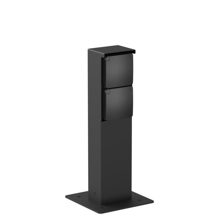 [PSM-T352.32X] NIKE Connecterende zuil - met 2 zwarte stopcontacten NIKO zwart textuur