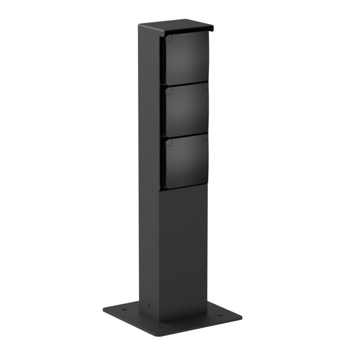 [PSM-T353.32X] NIKE Connecterende zuil - met 3 zwarte stopcontacten NIKO zwart textuur