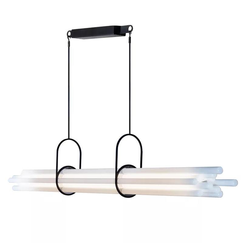 NL12 NEW - Pendant lamp 1300mm - black steel and glass