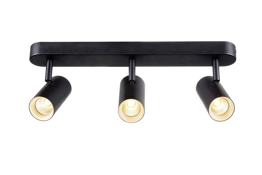 NOBLO®, wand- en plafondopbouwarmatuur, triple, rond, 2700K, 19W, PHASE, 32°, zwart