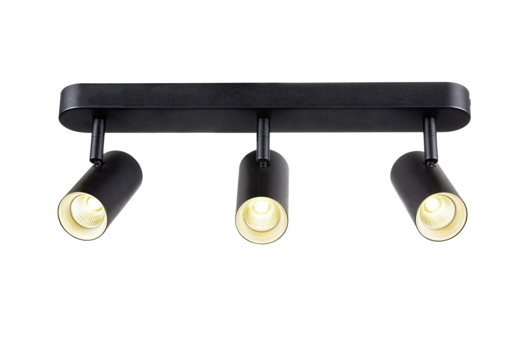 NOBLO®, wand- en plafondopbouwarmatuur, triple, rond, 3000K, 19W, PHASE, 32°, zwart